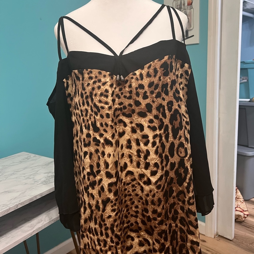 Plus size leopard blouse.